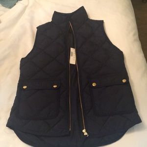 NWT J Crew Quilted Navy Down Vest